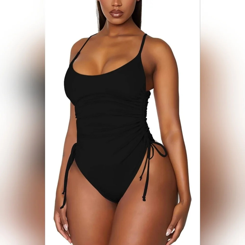 Viottiset Women's Ruched High Cut One Piece Swimsuit Tummy Control Bathing  Suit